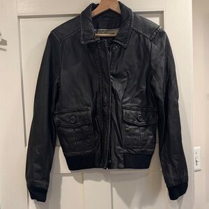 J. Crew Collection Leather Bomber Jacket